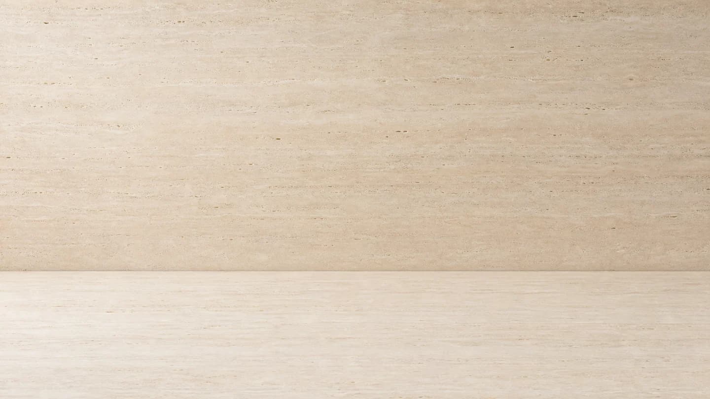 Empty light travertine AI backplate prepared for controlled product compositing in Photoshop